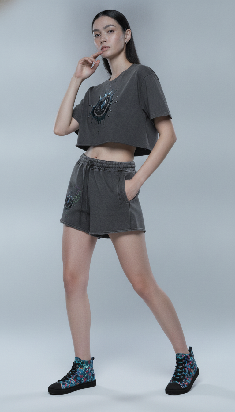 Snow Washed Raw Edge Crop Top