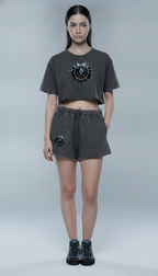 Crop top à bords francs effet délavé
