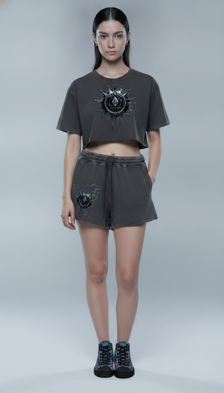 Snow Washed Raw Edge Crop Top