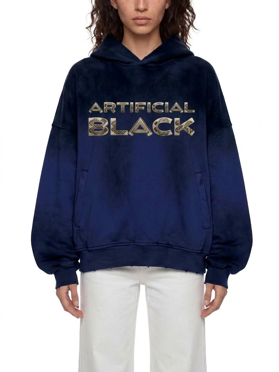 Unisex Artificially Embroidered Sunfade Distressed Hoodie
