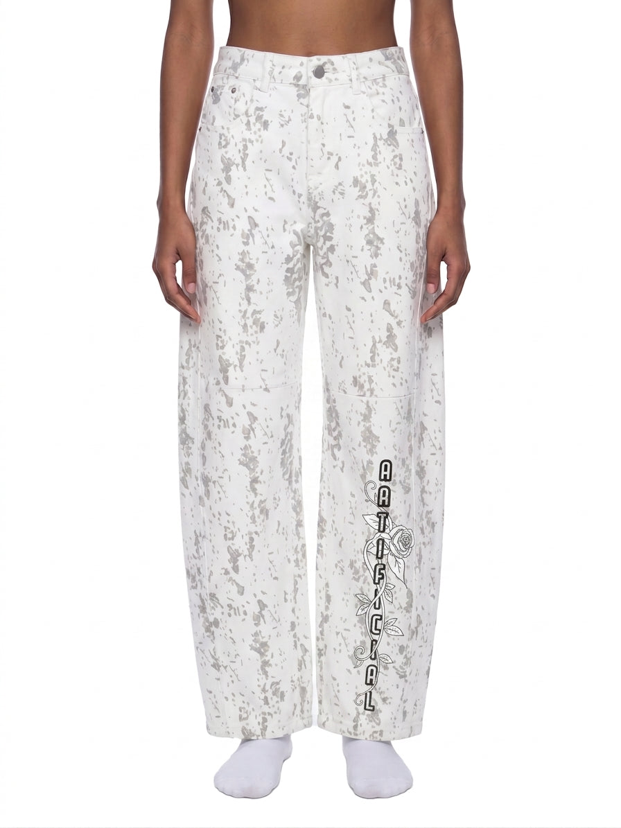 Women's Splatter Barrel Leg Jeans