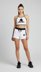 Diamond Line Contrast Binding Halter Tank Top
