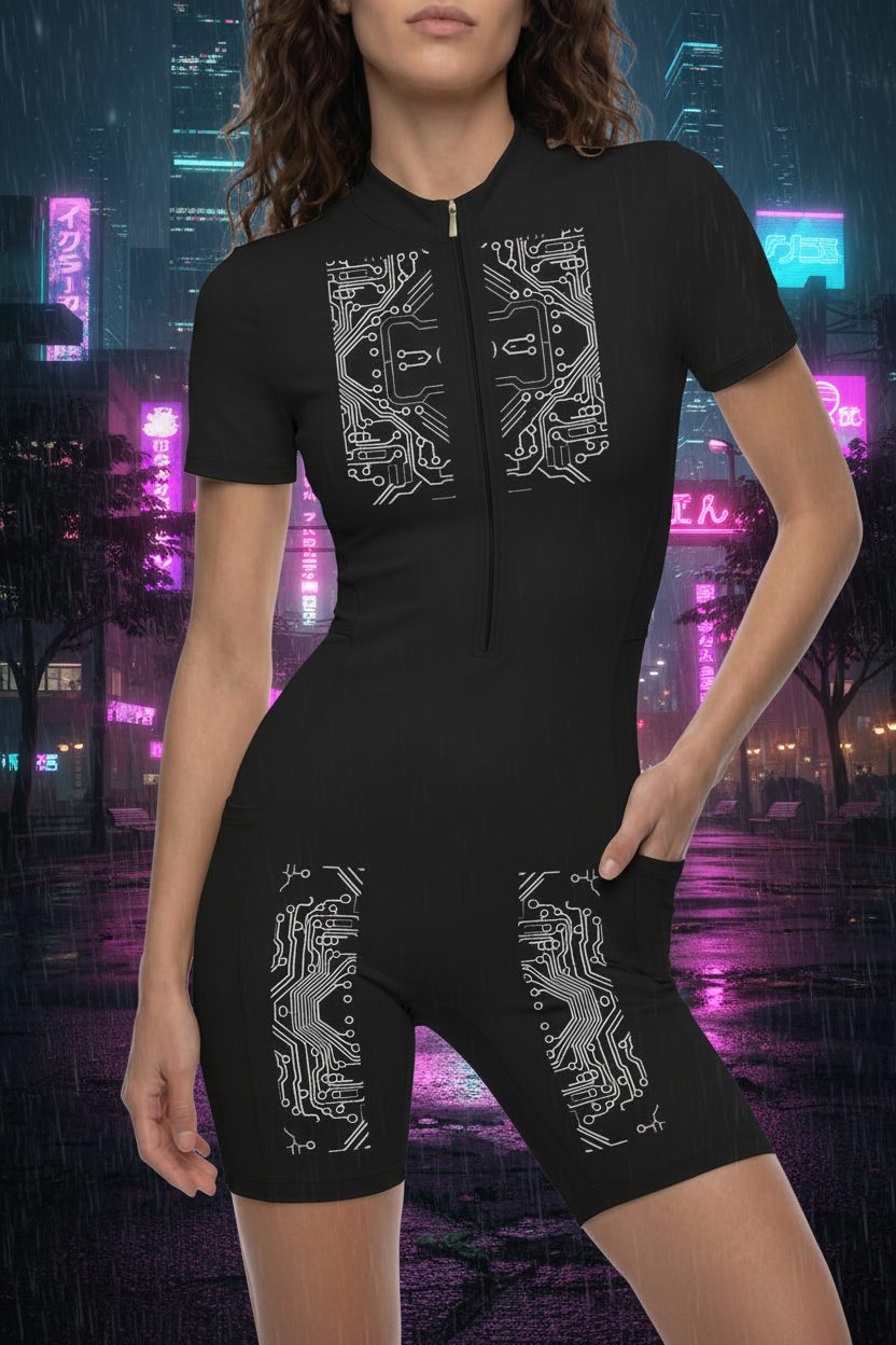 Women's Quarter-Zip Short Sleeve Romper