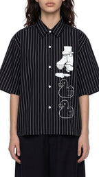 Unisex Striped Boxy Button-Up Shirt