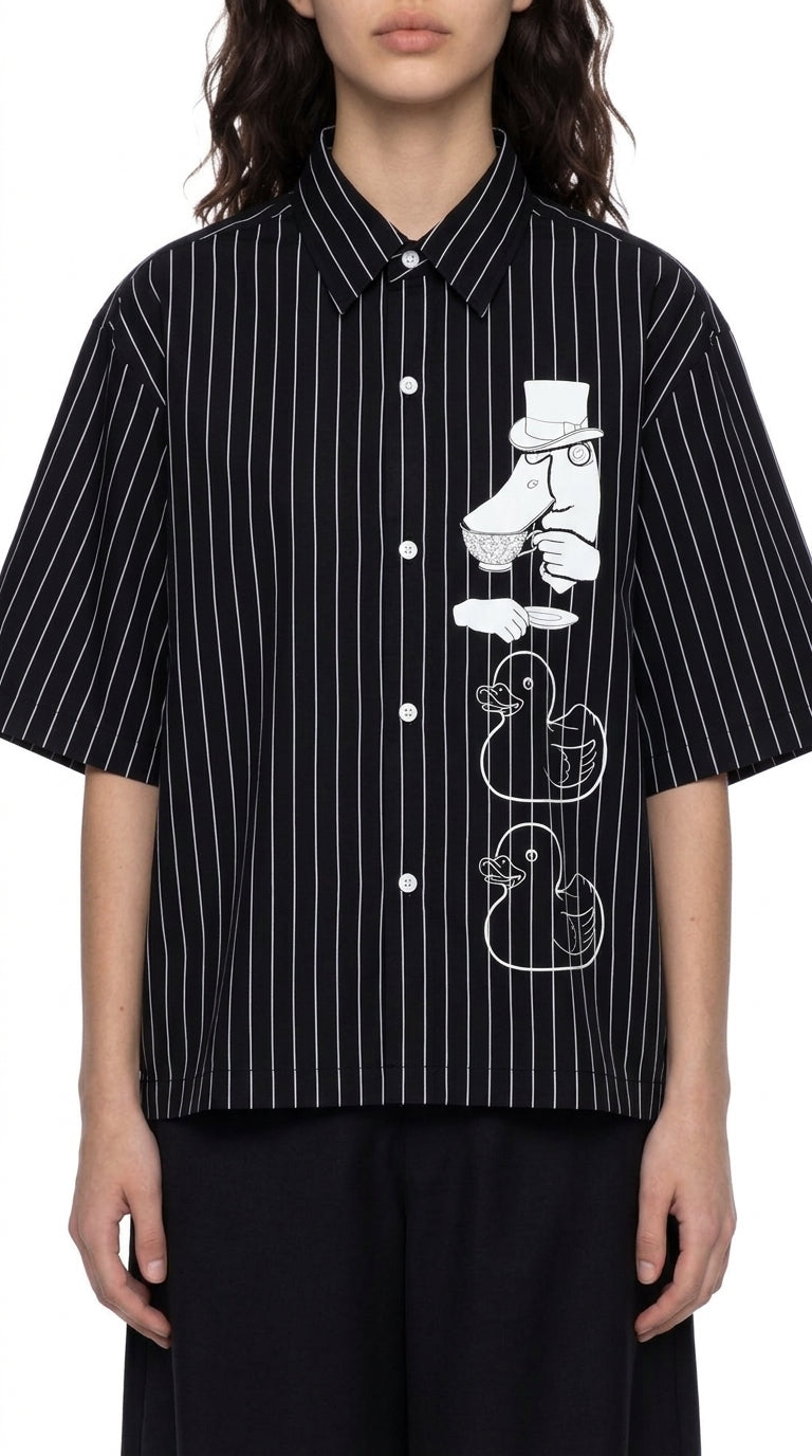 Unisex Striped Boxy Button-Up Shirt