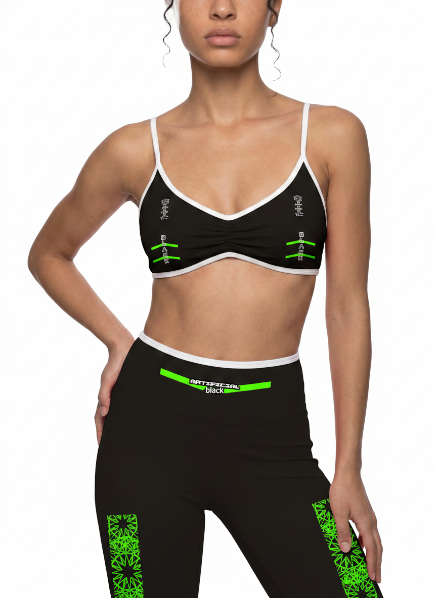 Women's Color Block Ruched V-Neck Sports Bra