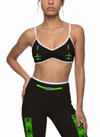Women's Color Block Ruched V-Neck Sports Bra