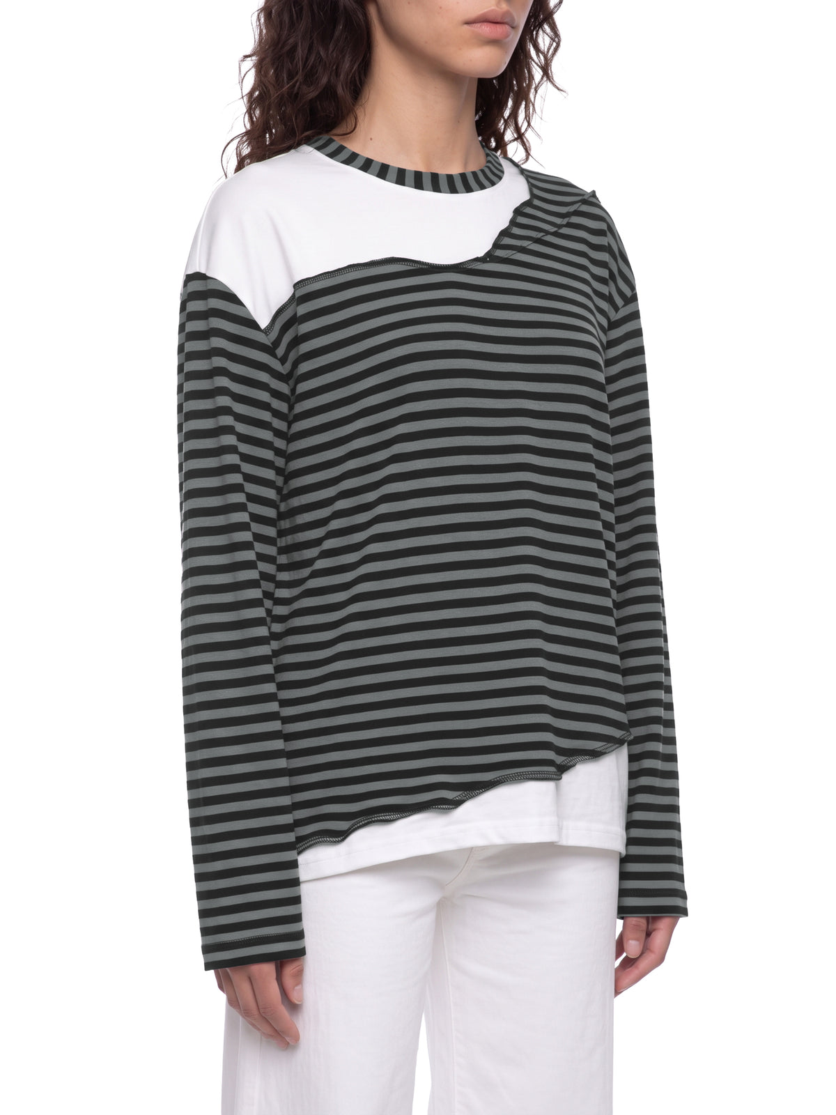 Unisex Striped Panel Sands Of Time Boxy Long Sleeve T