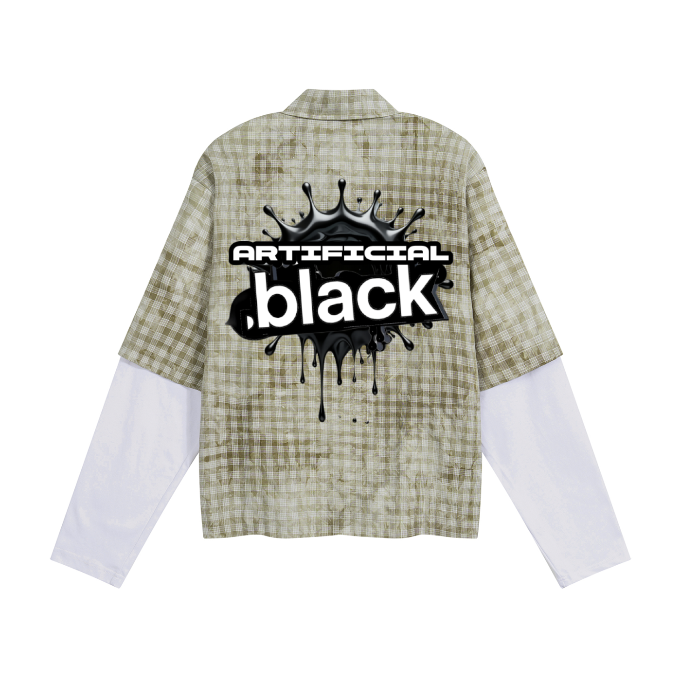 Unisex Back Splat Plaid Double Sleeve Shirt