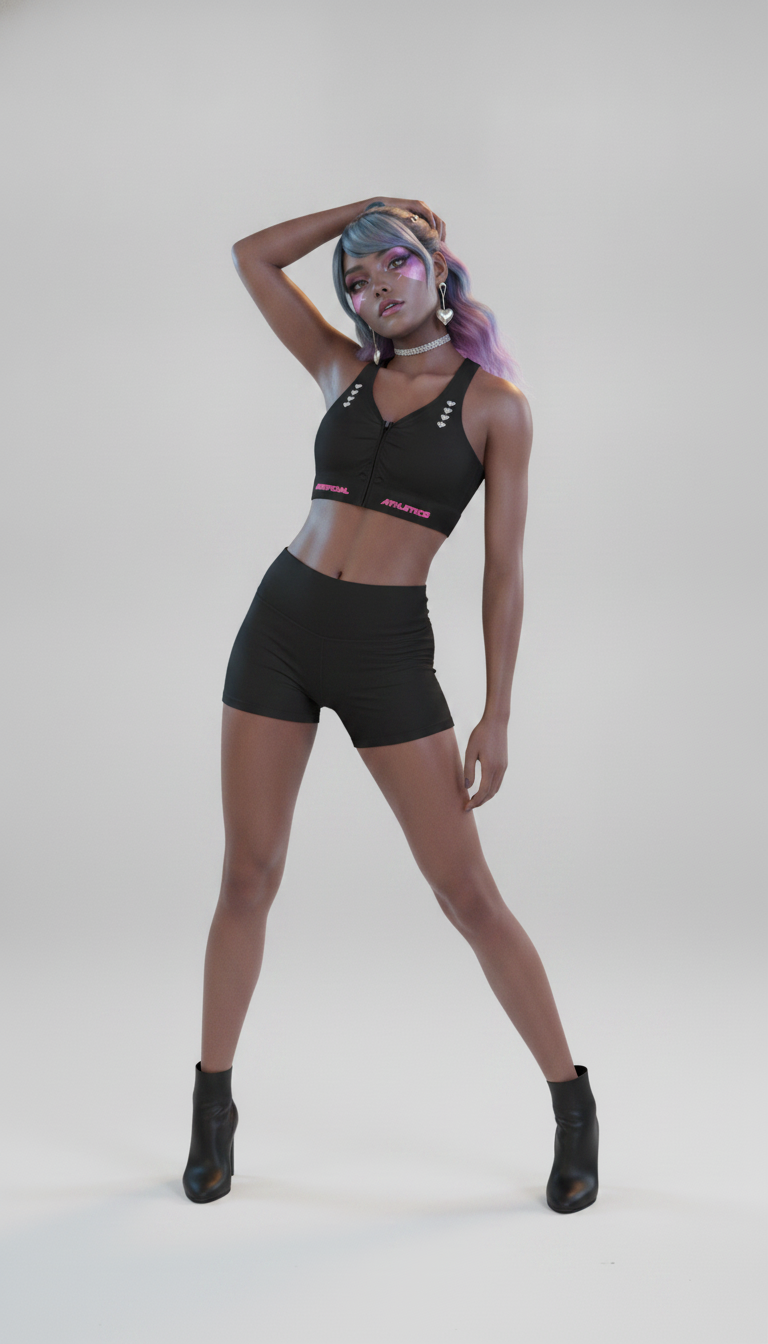 Women’s Artificial Athletics Cropped Zip Yoga Sports Bra