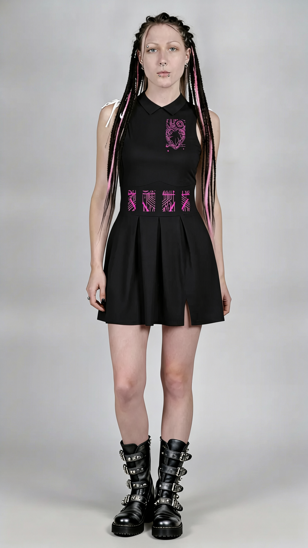 Digital City Nights Sleeveless Full-Zip Dress