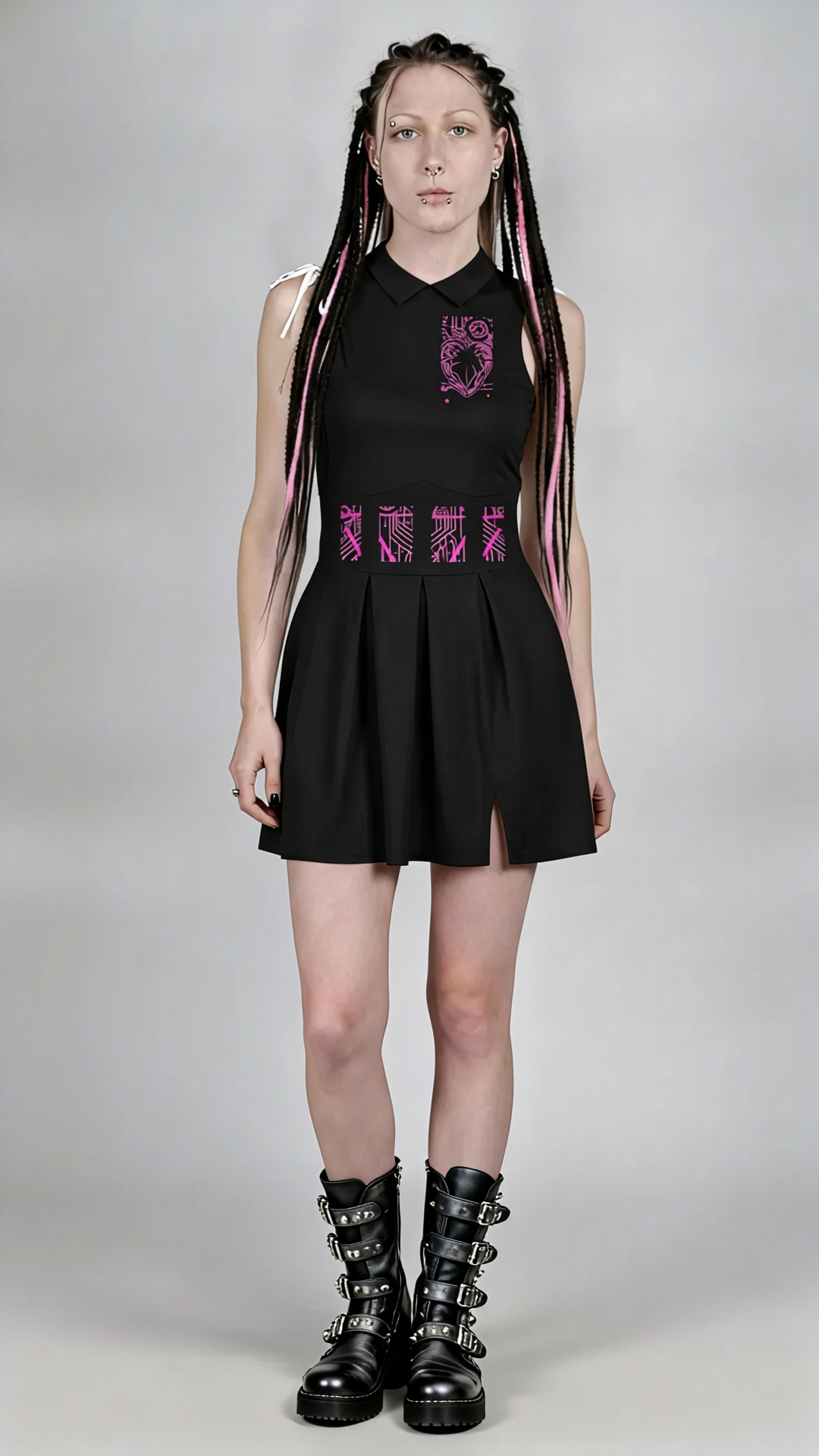 Digital City Nights Sleeveless Full-Zip Dress