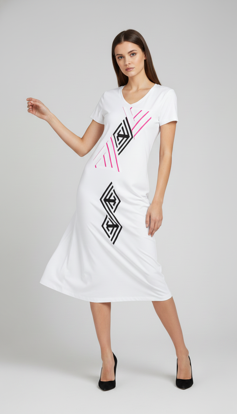 Women's V-Neck Short Sleeve Maxi Dress