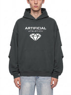 Ruched Sleeves Artificial Athletics Hoodie