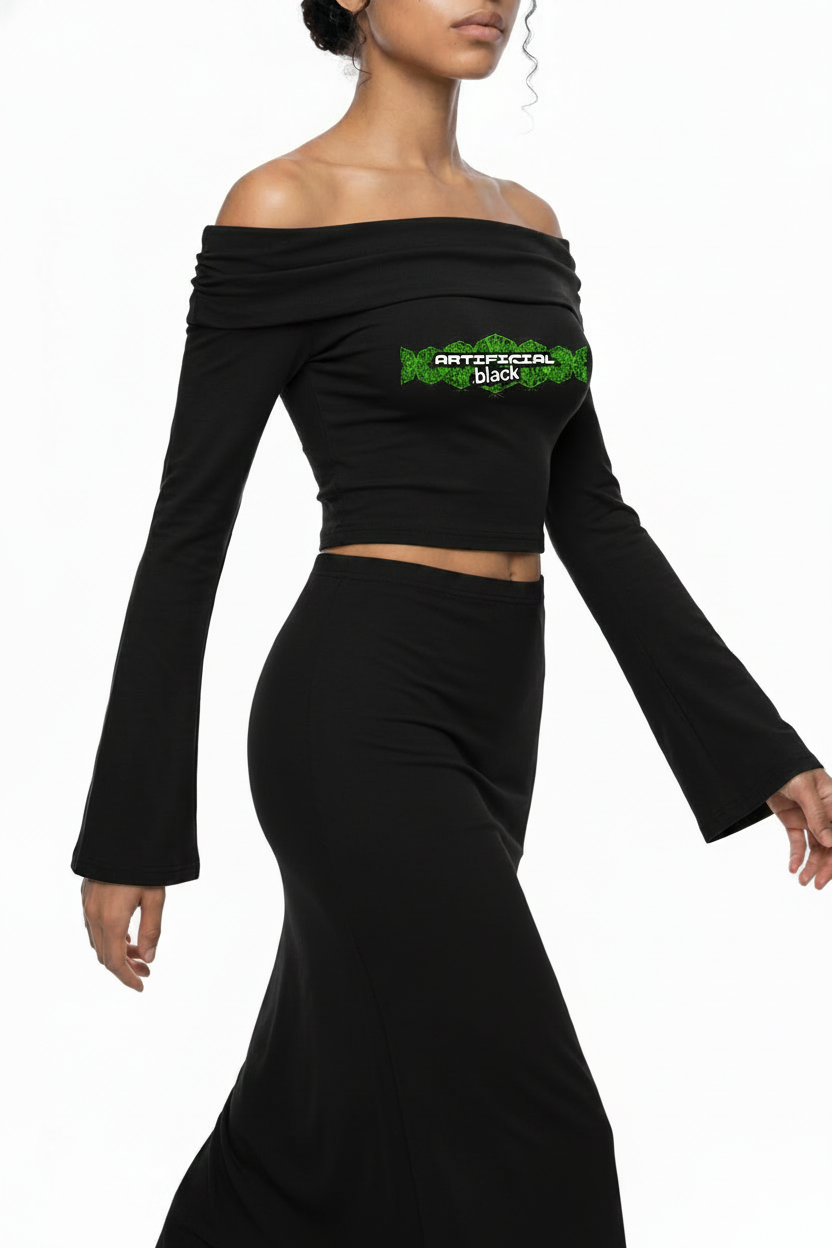 Women's Off-the-Shoulder Bell Sleeve Crop T-Shirt