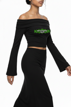 Women's Off-the-Shoulder Bell Sleeve Crop T-Shirt
