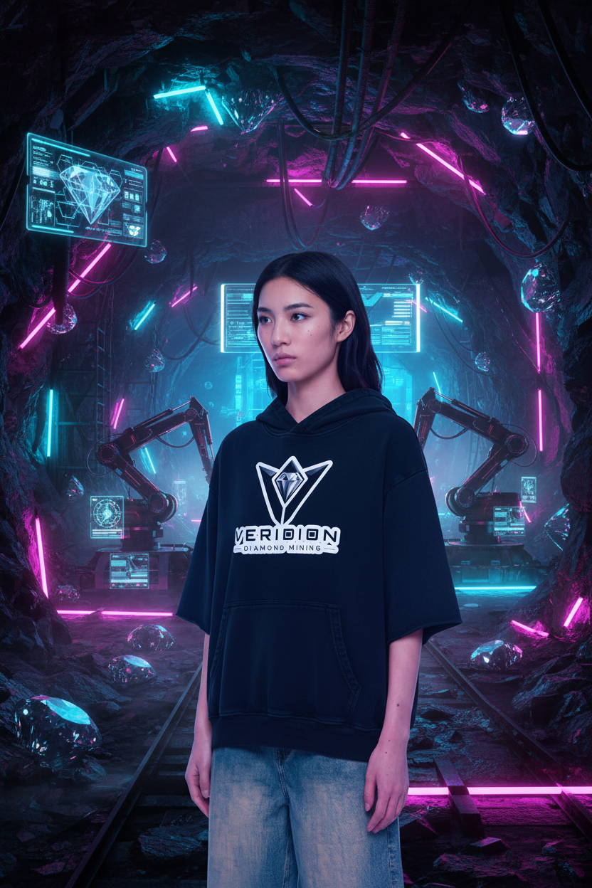 Veridion Diamond Mining Mineral Wash Short Sleeve Hoodie