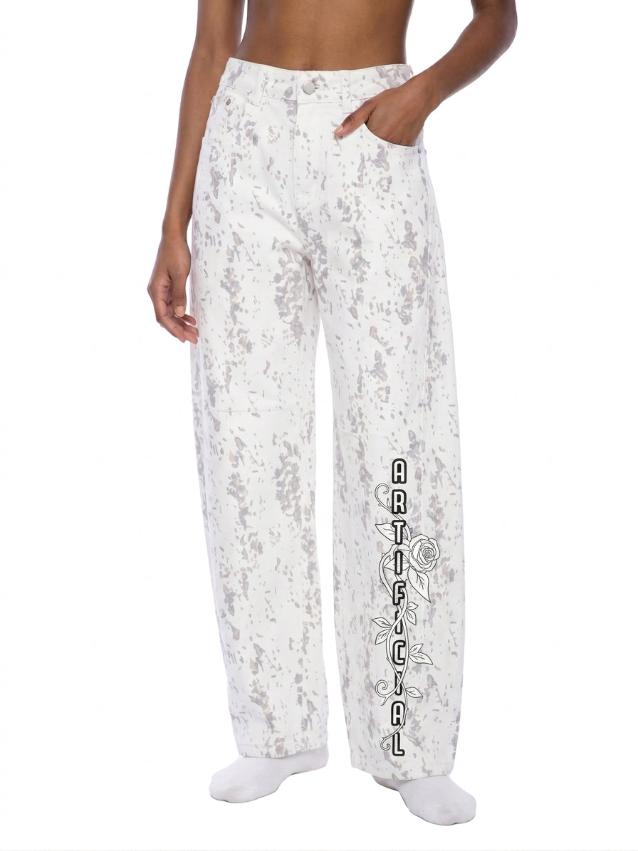 Women's Splatter Barrel Leg Jeans