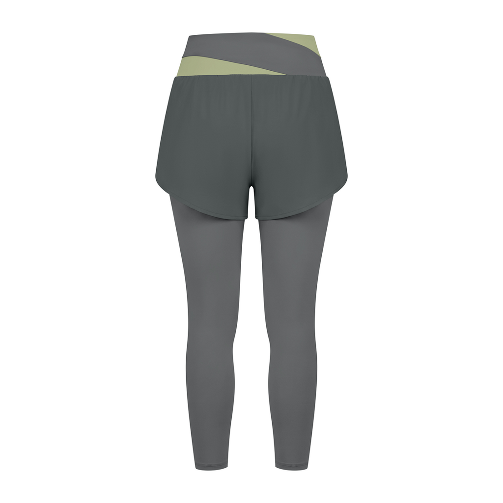 Women's Artificial Athletics Paneled High Waisted Yoga Leggings