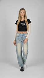 Off-Shoulder Rolled Hem Cotton T-Shirt