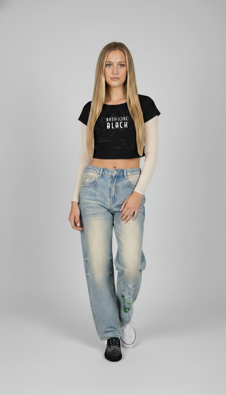 Off-Shoulder Rolled Hem Cotton T-Shirt