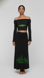 Women's Off-the-Shoulder Bell Sleeve Crop T-Shirt
