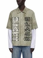 Unisex Back Splat Plaid Double Sleeve Shirt