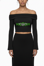 Women's Off-the-Shoulder Bell Sleeve Crop T-Shirt