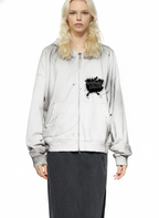 Sun Fade Frayed Raw Edge Fleece Zip Hoodie