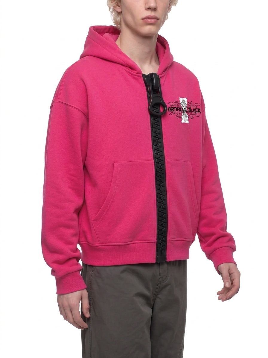 Unisex Oversized Chunky-Zip Boxy Hoodie