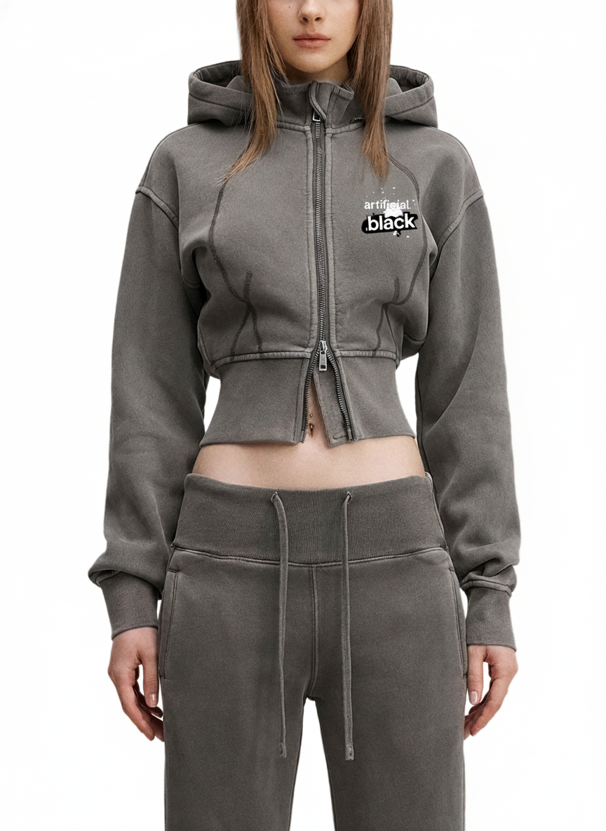 Future Vintage Washed Cropped Fleece Hoodie